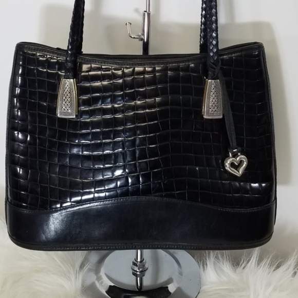 Brighton Bag Large Black Woven Braided Leather - Picture 15 of 16